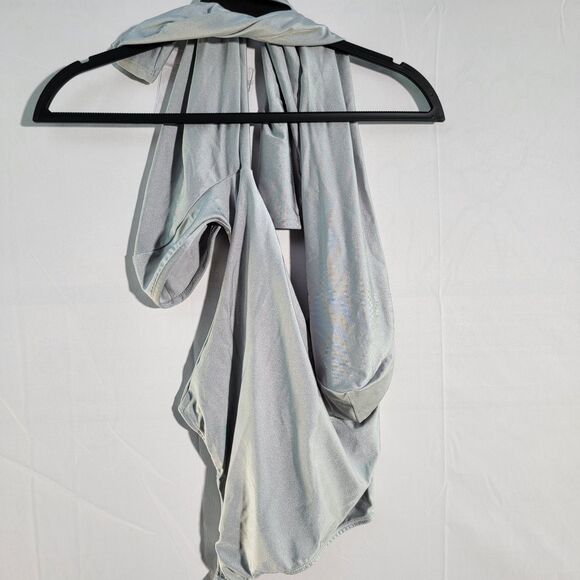 ASOS DESIGN Silver Long Sleeve Square Neck Disco Bodysuit Women's Size 6 - Picture 6 of 8